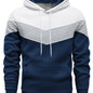 Mens Color Block Hooded Pullover Hoodie - Soft Slight Stretch Polyester Fabric, Long Sleeve, Regular Fit, Contrast Collar, Kangaroo Pocket, Hand Wash Only - Perfect Winter and Fall Streetwear Gift for Him