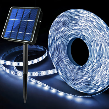 UXSIO 5.0meter Solar Strip Lights with Remote - Waterproof, 300 LEDs, Auto ON/Off, 8 Lighting Modes for Outdoor Decor - Perfect for Christmas, Gazebo, Pool, Porch & More