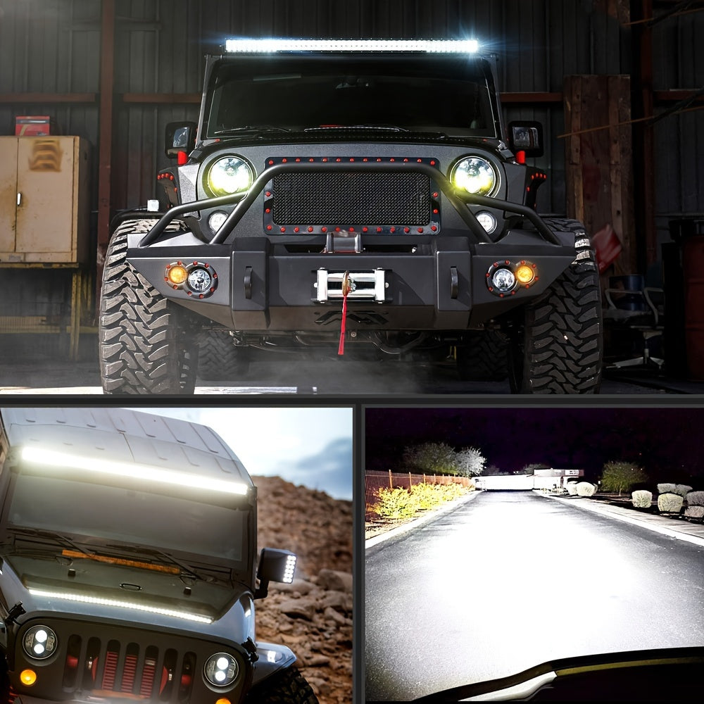 106.68 cm Curved LED Light Bar, Ultra Bright Combo Beam Driving Lights, Off-Road LED Work Lights, 12-24V High Luminance Over 3000 Lumens, with No Battery, for Trucks, Pickups, SUVs, ATVs, UTVs, Boats, 4x4s, Vans, Motor Vehicl