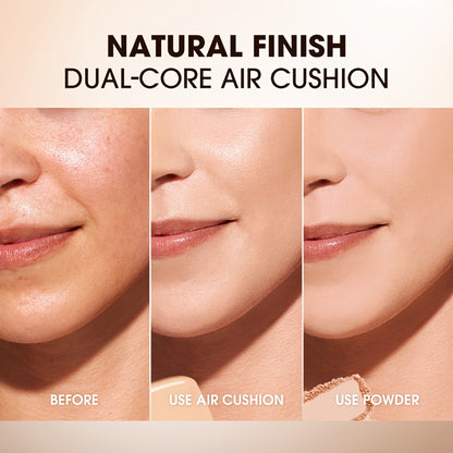 O.TWO.O 2-in-1 Soft Focus & Matte Finish Compact - Long-Lasting, Waterproof, Oil Control, Full Coverage for All Skin Types - Aloe Vera & Peony Root Infused, Natural Look Cushion Foundation, Allday Makeup|Elegant Metallic Case