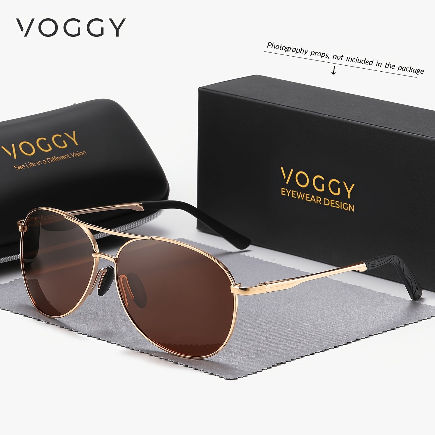 [Popular Choice] 1pc VOGGY Polarized Glasses, Oval Metal Frame with Spring Hinges, UV Protection for Men & Women, Ideal for Driving, Cycling, Fishing, Travel & Party Decor