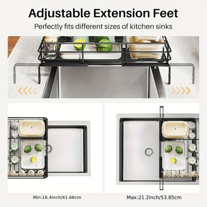 Expandable 2-in-1 Dish Drying Rack - Space-Saving, Rust-Resistant Metal Dish Drainer With Pan Slots, Utensil Holder, And Drainboard For Kitchen Counter And Sink Organization