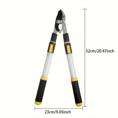 Professional Telescopic Bypass Pruning Shears, Heavy-Duty Garden Pruners with Metal Body and Ergonomic Handle for Fruit Tree Branches, Gardening Clippers, Extendable Gardener'S Lopper Cutter Tool