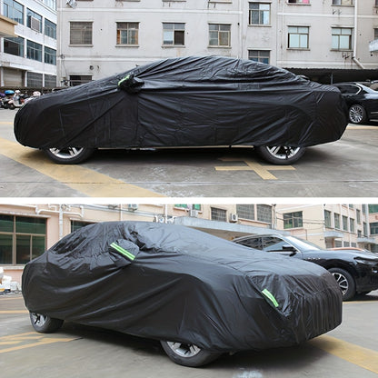 The Car Cover Is All Black With A 190T Silver-coated Fabric, Car Cover With Sun Protection, Polyester Reflective Strip Car Cover