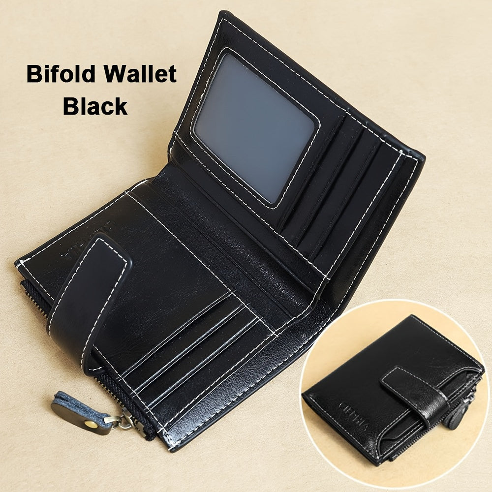 Genuine Leather RFID Blocking Wallet for Women - Stylish Bifold Card Holder with Detachable ID Window, Zipper Coin Pocket & Multiple Compartments, Red, Travel Accessory | Rfid Safe Wallet | Durable Leather, Card Holder Wallet