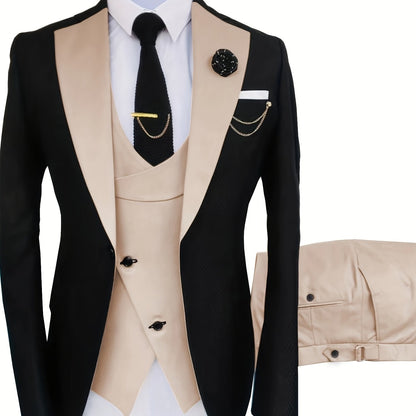 Men's 3pcs Slim Fit Suit Double Breasted Suit Men Formal Suit for Wedding Prom Dinner Party