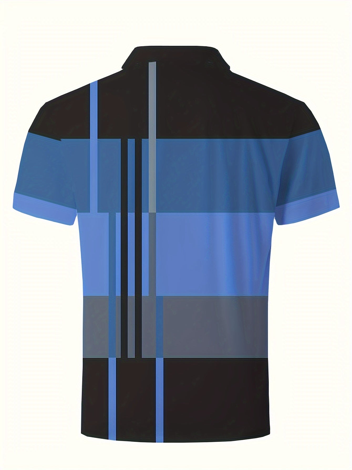 2024 Men'S Casual Geometric Print Knit Polo-Style Shirt with Lapel Collar and Slight Stretch - 100% Polyester Material - Regular Fit