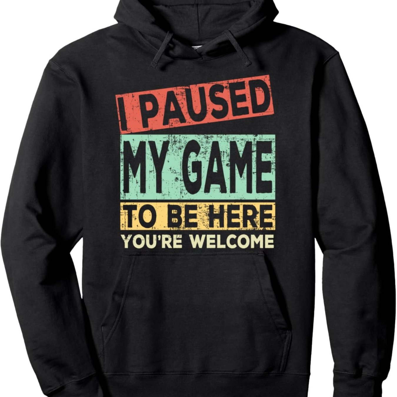 I Paused My Game to Be Here Graphic Print Men's Pullover Hoodie - 60% Cotton 40% Polyester Blend, Ultra-Soft Breathable 250gsm Fabric, Regular Fit Casual Streetwear for Gaming & Casual Attire, Gamer Hoodie