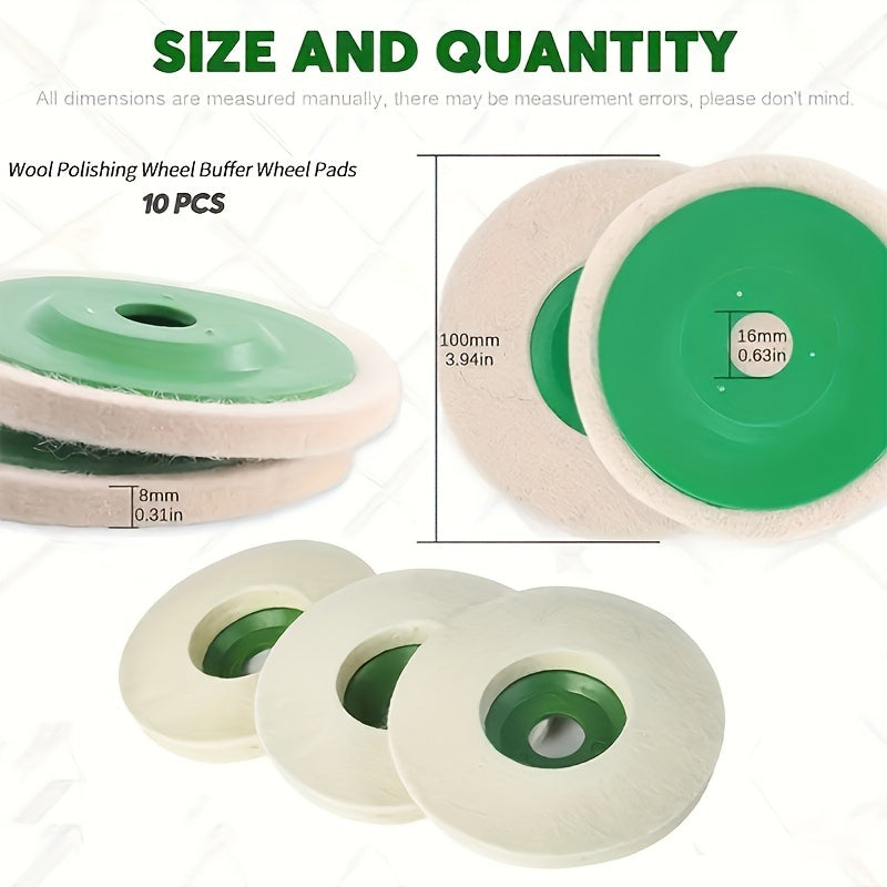 10/20pcs Polishing Wheel Grinding Disc Diameter 100mm High-density Fine White Pad Industrial Felt Wheel