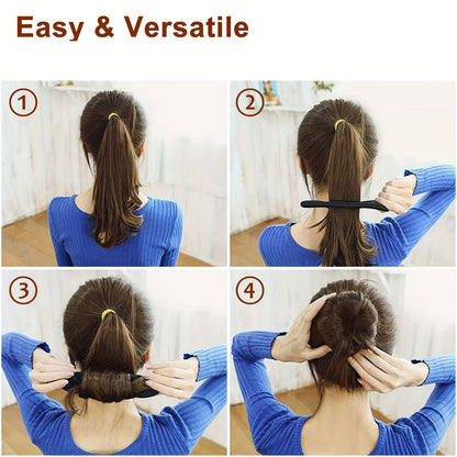 4pcs Black Magic Hair Bun Maker, Foam Sponge Bun Twist Shaper, DIY Hair Donuts Chignon, Hair Disk Ponytail Bun Maker