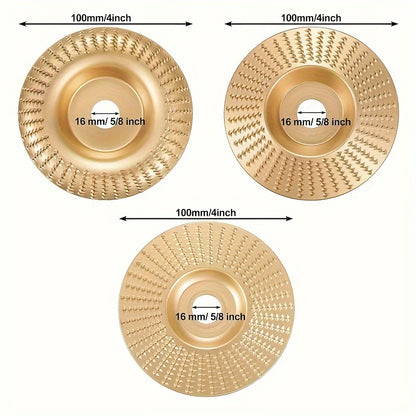 3pcs Sanding Disc Wood, Rasp Disc (Diameter 100 Mm X 16 Mm), Wood Carbide Grinding Wheel, Grinding Wheel, Carving Tools, Sanding Wheel