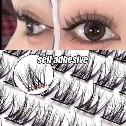 80 Clusters of 5D Faux Mink Eyelash Clusters Self-Adhesive with No Need for Glue The False Eyelashes Present a Fluffy and Messy Look Being Easy to Apply and Reusable