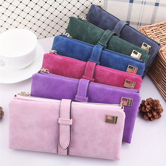 Vegan Leather Clutch Wallet - Women's Long Handbag with Photo Window, Credit Card Holder, and Organizer - Stylish, Cruelty-Free, and Spacious Accessory