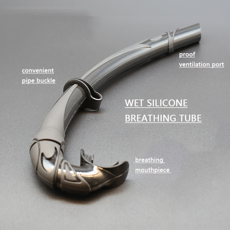 Wet Low Volume Freediving Mask Tempered Glass J-type Adults Diving Mask Snorkel Set with Camera Mount Black