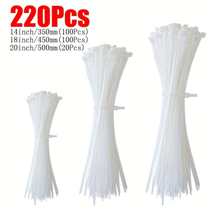 Black/White Cable Zip Ties, 18.14 KG Tensile Strength, Self-Locking Nylon Cord Ties, Indoor/Outdoor Use