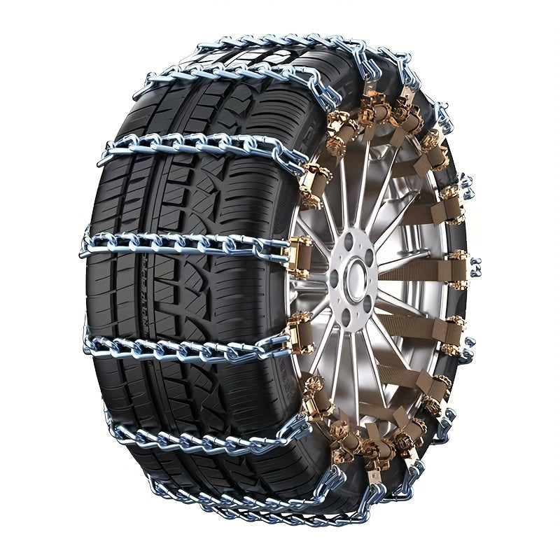 Universal Fit Iron Snow Chains for Cars, SUVs & Light Trucks - Anti-Skid Safety Traction Device, Durable Manganese Steel, Easy Installation - Emergency Tire Chains for Snowy, Icy Road Conditions