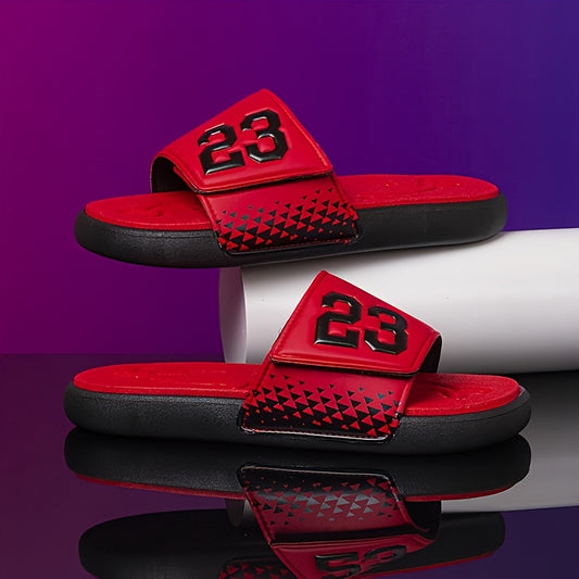 Men'S Outdoor Leisure Sports Slippers, Black/red Sports Slippers, Suitable For Home And Outdoor Wear, Adjustable Shoe Surface, With 23 Digital, Fashionable And Wear-resistant Thick Sole.