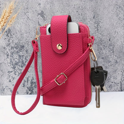 RAGSTO Women's Compact Crossbody Phone Wallet - Chic Mini Shoulder Bag with Adjustable Strap, Multiple Credit Card Slots & Zipper Closure, Black & Brown Geometric Pattern, Perfect Valentine's Day Gift for Her, Casual Crossbod