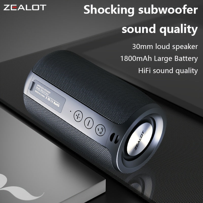 ZEALOT S32 5W Wireless Speakers, Portable Subwoofer Speaker, Wireless Speaker, Dual Pairing, 1800mAh Battery, 8 Hours Playtime Loud Stereo, Booming Bass. Charging Cable, TF USB Plug-in Card Compatible