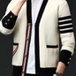 Men's New Stylish Cardigan Sweater. Autumn Patchwork Color, With A Sense Of High Class And Trendy. Loose Fit Knitted Jacket.