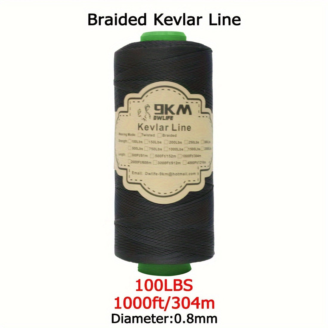 9KM Braided Kevlar Line, Black 22.68-680.39 KG Fishing Assist Rope, High Strength Kite Flying Line, Outdoor Camping Hiking Refractory Rope