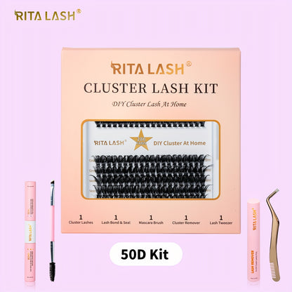RITALASH DIY Lash Extension Kit, 280 Pcs Lash Clusters With Lash Bond And Seal, Mascara Brush Cluster Lash Glue Remover, Lash Applicator