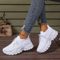 Women's Solid Color Fashion Sneakers - Casual Breathable Mesh Running Shoes with Lace-up Closure, Comfortable All-Season Walking Shoes with Anti-Slip PVC Sole, Low Top Design - Taizhou Exclusive