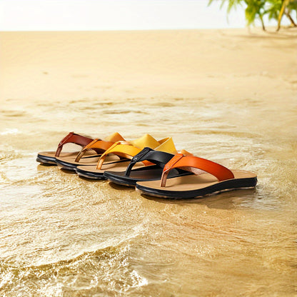 MAGIC LIONS-Comfortable and Durable Brown Men'S Business Casual Slippers - Indoor/Outdoor Beach Sandals.Men'S Synthetic Thong Sandals, Casual Non Slip Flip-flops Shoes ToePost Sandals For Indoor Outdoor Beach, Spring And Summ