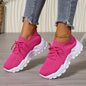 Women's Solid Color Fashion Sneakers - Casual Breathable Mesh Running Shoes with Lace-up Closure, Comfortable All-Season Walking Shoes with Anti-Slip PVC Sole, Low Top Design - Taizhou Exclusive