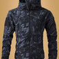 Men's Camouflage Print Softshell Jacket, Multi-Pocket Hooded Coat, Windproof Outdoor Jacket For Hiking And Camping