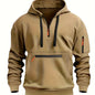 220gsm 100% Polyester Long Sleeve Hoodie - Men's Solid Color Regular Fit Casual Pullover with Zipper Pocket for Fall/Winter