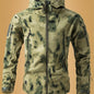 Men's Camouflage Print Softshell Jacket, Multi-Pocket Hooded Coat, Windproof Outdoor Jacket For Hiking And Camping