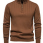 Men's Navy Blue Half-Zip Stand Collar Sweatshirt - Stretch Blend, Ribbed Texture, Long Sleeve - Ideal for Fishing & Walking in Fall/Winter