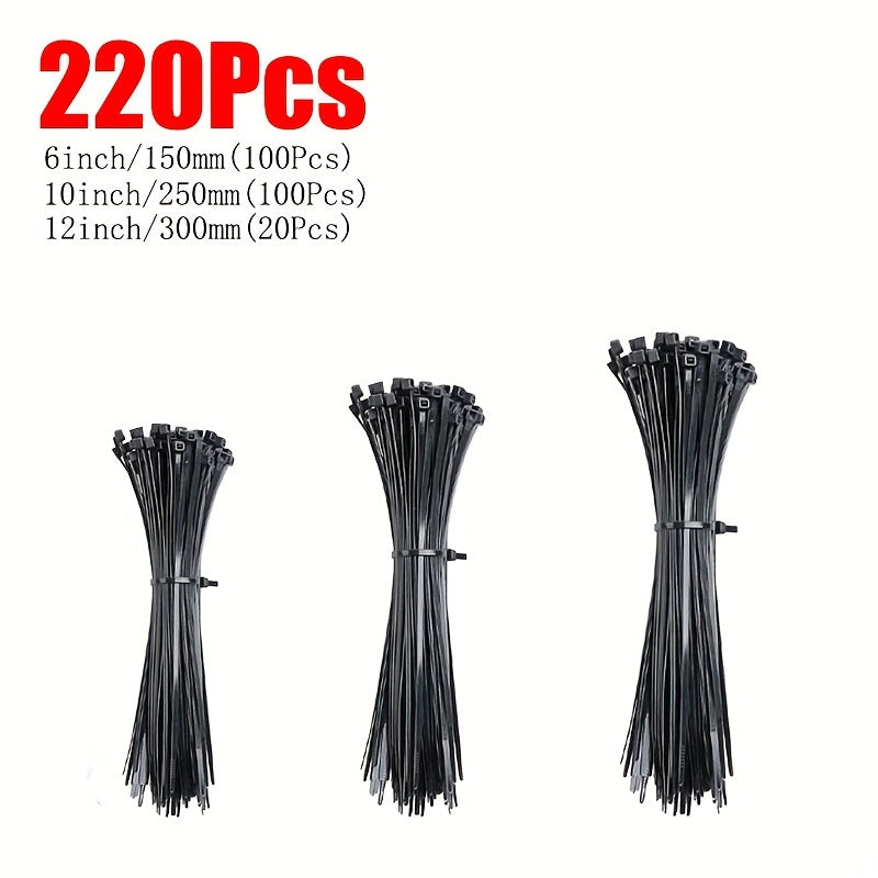 Black/White Cable Zip Ties, 18.14 KG Tensile Strength, Self-Locking Nylon Cord Ties, Indoor/Outdoor Use