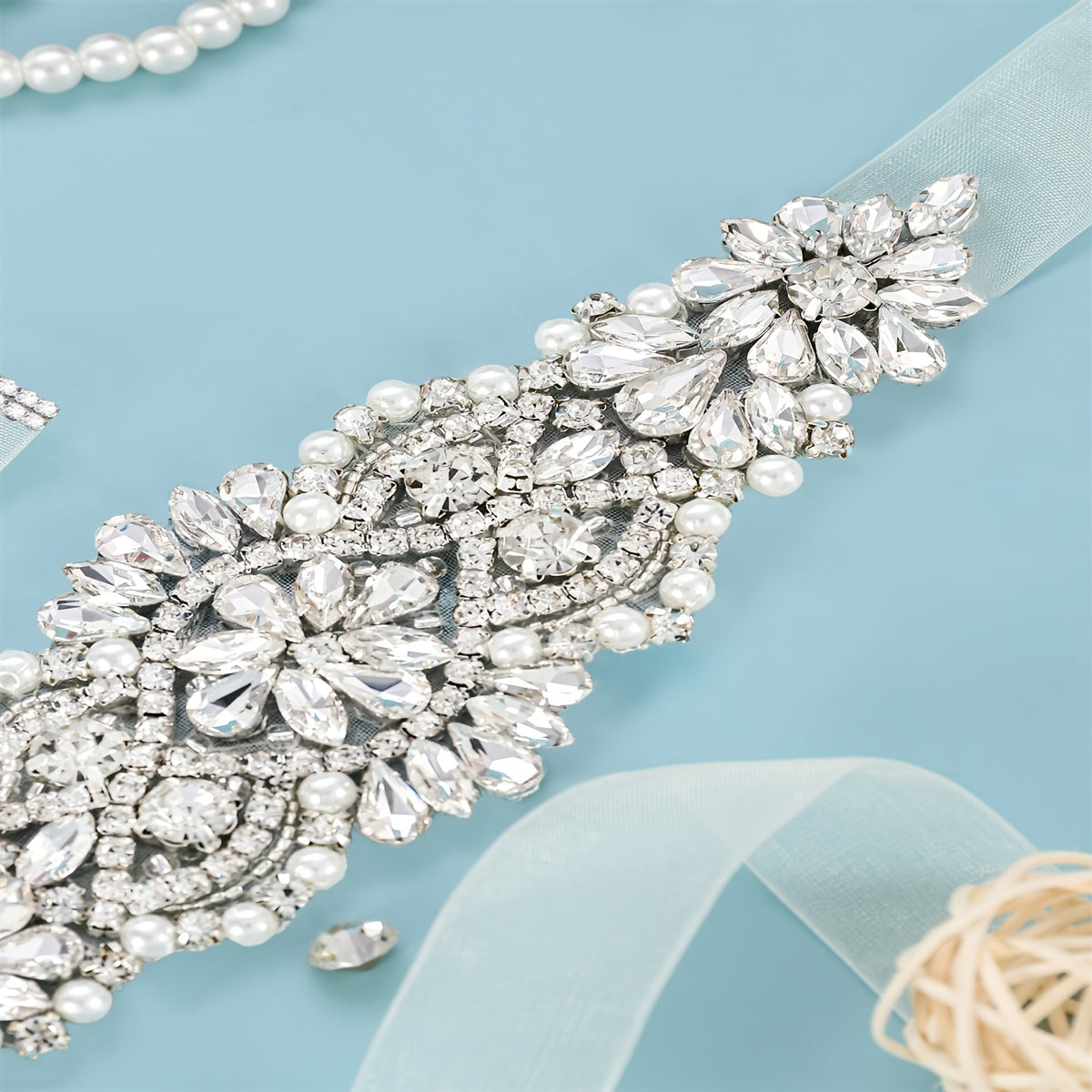 Rhinestone Bridal Belt Wedding Dress Waist Chain Sash Faux Pearl Beaded Belt Handcrafted Wedding Accessories For Bridesmaid