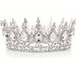 1pc Baroque Style Round Crown Princess Queen's Round Crown Bridal Wedding Birthday Hair Accessories, Retro Style
