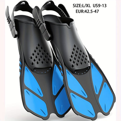 [Popular Choice] Qingsong Adjustable Snorkeling Fins with Buckles, Open Heel Design, Short Travel Swim Fins for Adults - Men and Women, Black