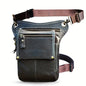 Men's Genuine Leather Vintage Sling Bag - Casual Classic Brown Travel Fanny Pack with Multiple Zippered Pockets & Adjustable Strap