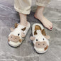 Fuzzy Cute Cow Slippers For Women Winter Warm Cozy Animal Fluffy Kawaii House Slippers Cute Slippers