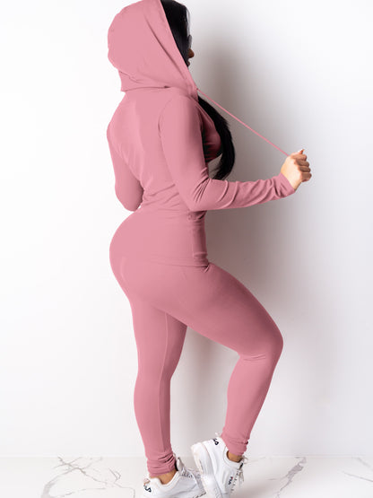 Women Two Piece Outfits Workout Sets Bodycon Tracksuit Long Sleeve Zip Up Hoodie Jacket Jogger Matching Sweat Pants Set
