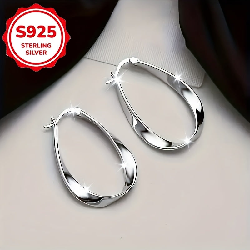 Elegant S925 Sterling Silver Mobius Twisted Design Earrings for Women, Hypoallergenic, Perfect Gift for Girlfriend, Suitable for Daily Wear - 2.9g, Atmospheric, Low Allergy,, Great for Girlfriends, Easter And Mother's Day, Fr