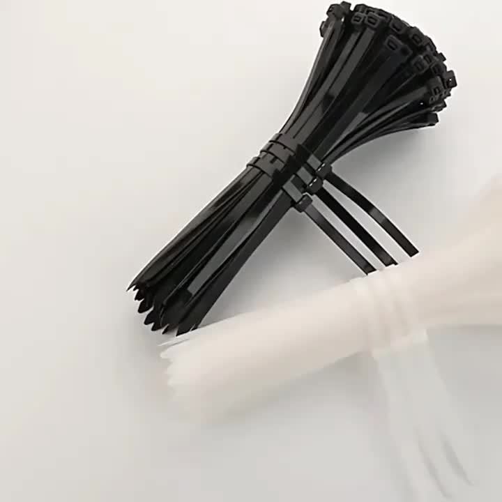 Black/White Cable Zip Ties, 18.14 KG Tensile Strength, Self-Locking Nylon Cord Ties, Indoor/Outdoor Use