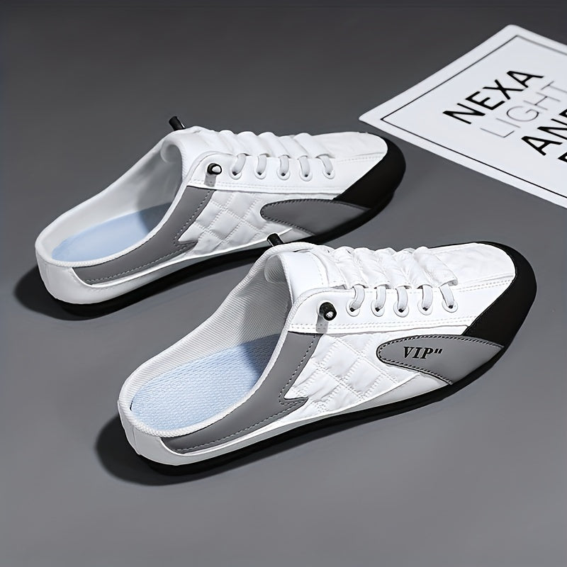Men's Trendy Color Block Hollow Out Mule Shoes, Comfy Non Slip Casual Durable & Breathable Slippers, Men's Outdoor Footwear