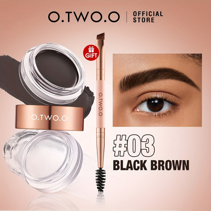 24-hour Waterproof O.TWO.O Eyebrow Cream and Wax - Natural, Long-lasting, Ultra Thin Slanted Brush for Precise Application, Concealer, and Shaping - Suitable for All Skin Types