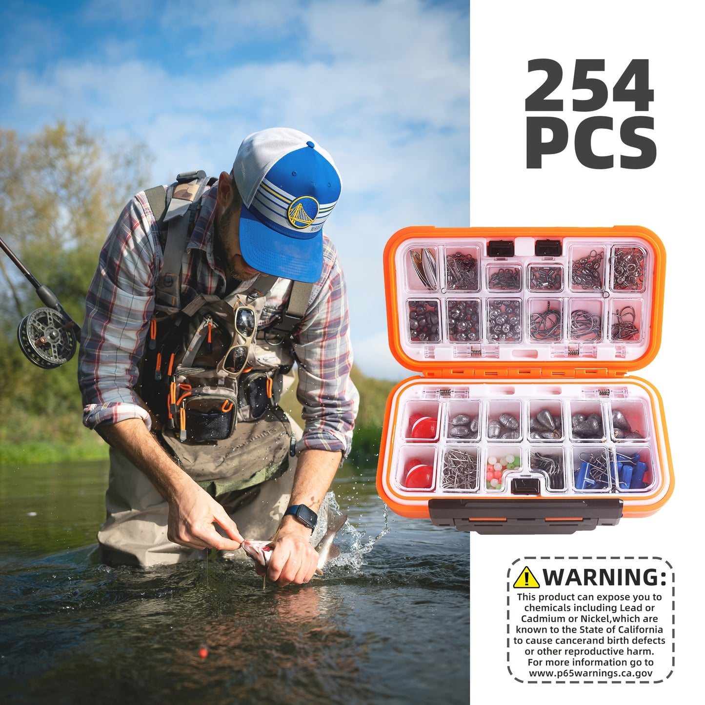 ANMUKA 255pcs Fishing Tackle Kit with Waterproof Storage Box - Includes Hooks, Lure Pliers, Lead Sinkers, Floats & More - Perfect Gift for Anglers, Transfer Ring, Various Lure Tools