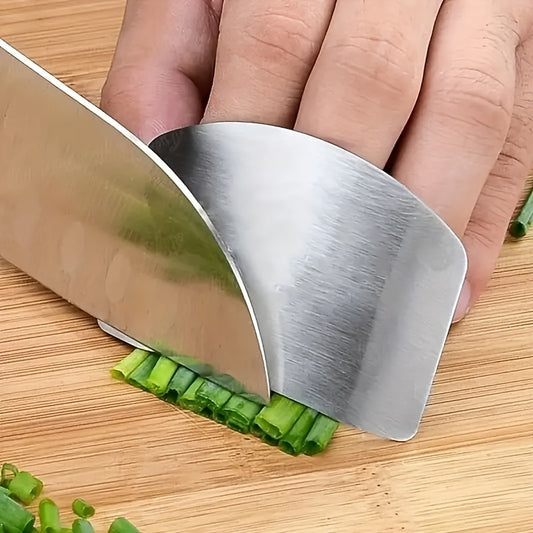 1pc Stainless Steel Finger Guard for Safe Slicing - Reusable Food-Safe Kitchen Cutting Protector, Durable Ergonomic Design for Onions, Carrots & Vegetables, Prevents Accidental Cuts, Manual Use