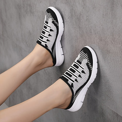 Women's Slip-On Sneakers, Casual Backless Walking Sports Shoes, Breathable & Lightweight Walking Mule Shoes, Plus Size