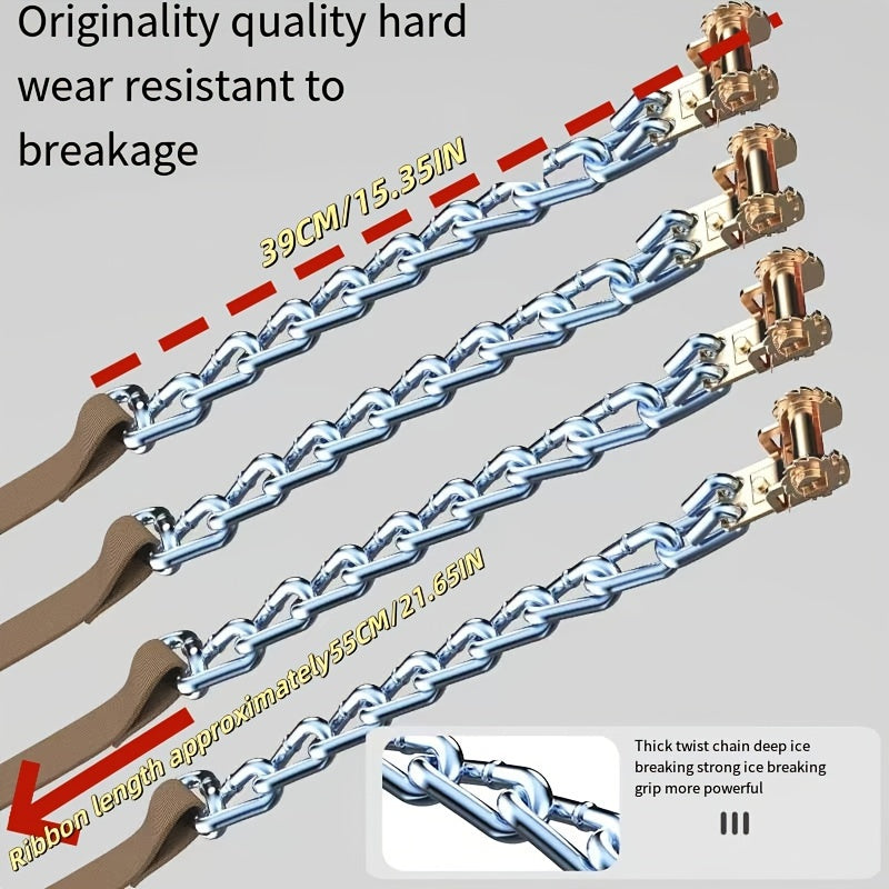 Universal Fit Iron Snow Chains for Cars, SUVs & Light Trucks - Anti-Skid Safety Traction Device, Durable Manganese Steel, Easy Installation - Emergency Tire Chains for Snowy, Icy Road Conditions