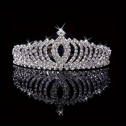 Royal Princess Tiara Headband, Full Rhinestone Crown with Comb, Bridal Wedding Birthday Banquet Hair Accessory, Fashionable Princess Style, 4.92x1.77 inches, Women's Special Occasion Jewelry Accessory Wedding & Birthday Celeb