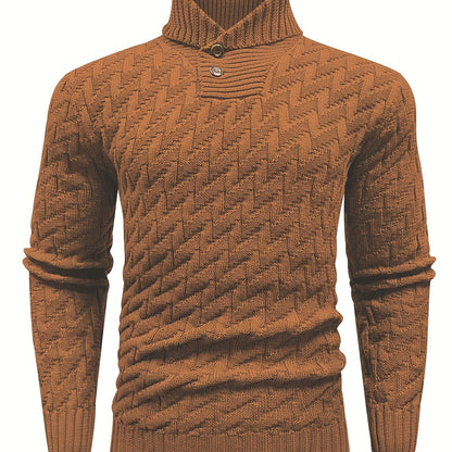 Men'S Casual Commuting Fashion Solid Texture Warm Lapel Sweater